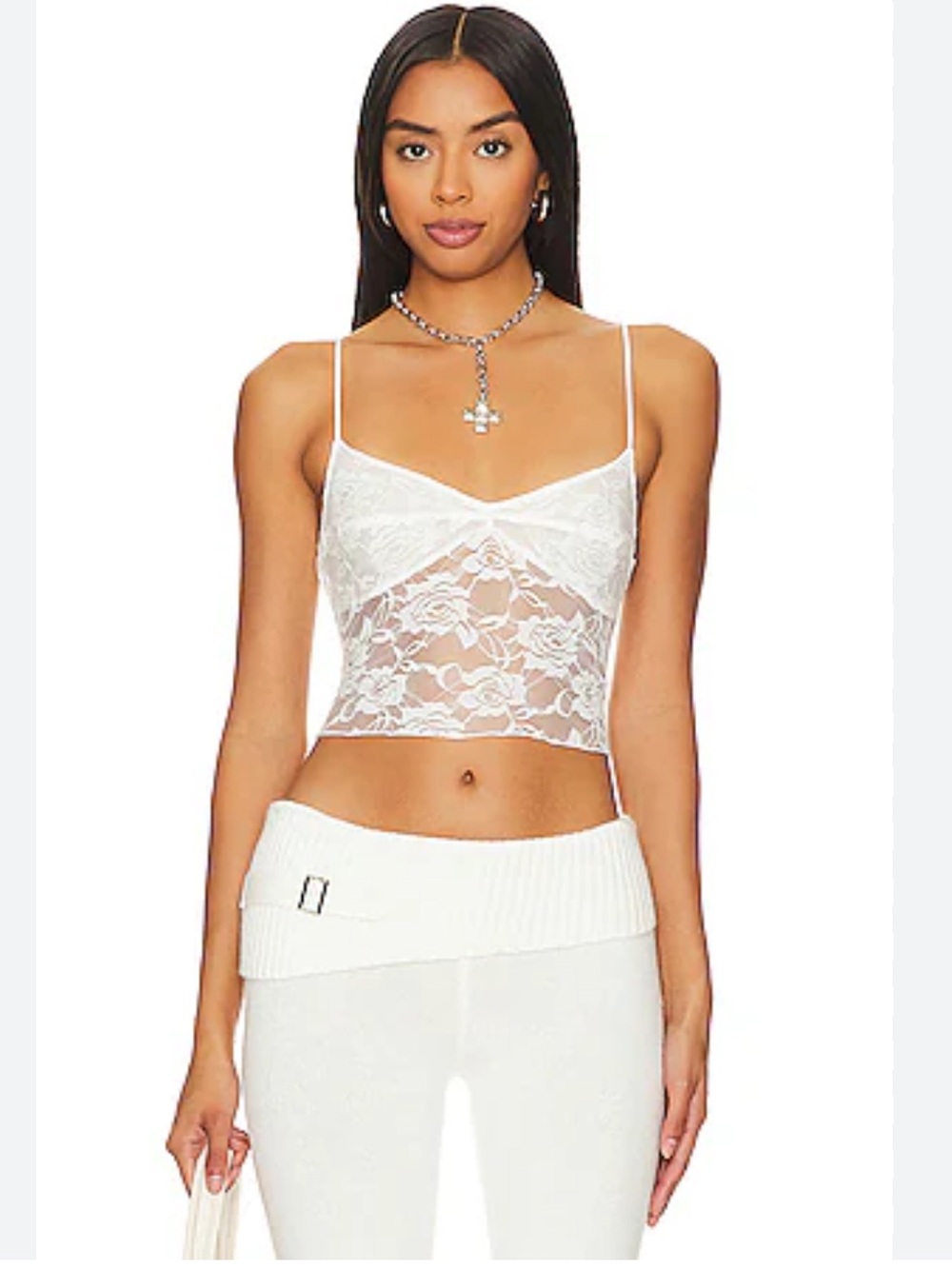 Indah Revolve Palmer Lace Camisole Top in Sheer Ivory Size S